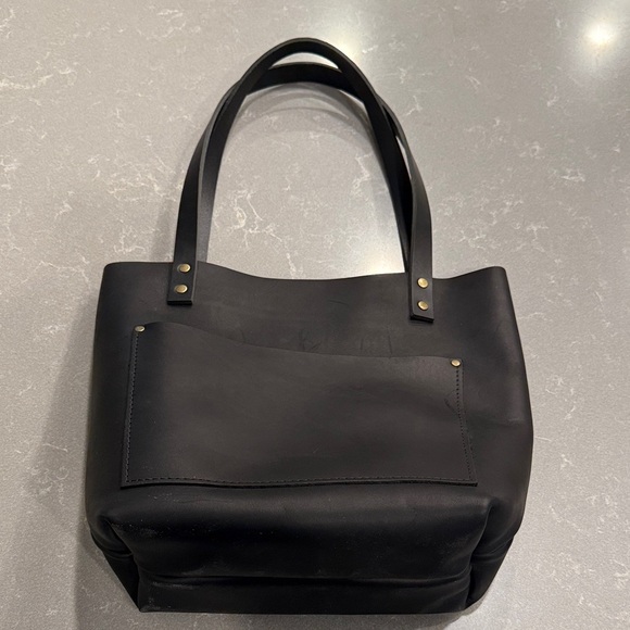 Portland Leather Black Tote Bag - Picture 1 of 10